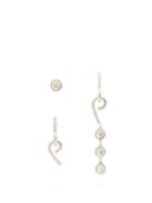 Matchesfashion.com Jil Sander - Set Of Three Mismatched Crystal Earrings - Womens - Silver