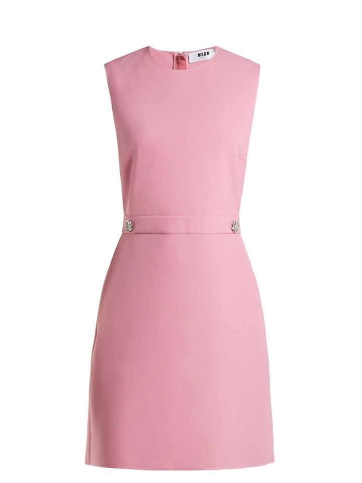 Msgm Crystal-buttoned Crepe Dress