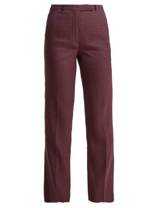 Matchesfashion.com Etro - Violante Straight Leg Jacquard Trousers - Womens - Black Pink