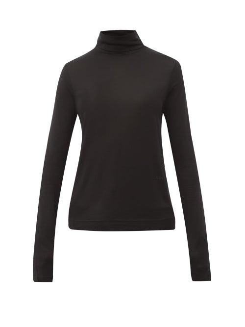 Matchesfashion.com Joseph - Logo Embroidered Roll Neck Silk Sweater - Womens - Black