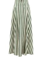 Emporio Sirenuse - Flamina Stripe-print Cotton Maxi Skirt - Womens - Green Stripe
