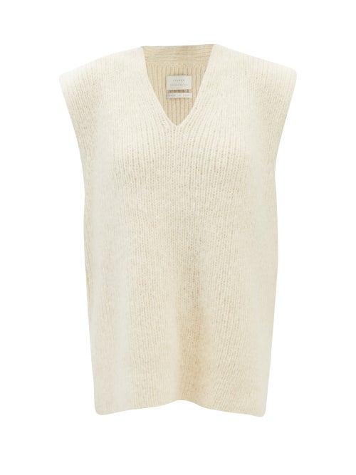 Lauren Manoogian - V-neck Ribbed-knit Sleeveless Sweater - Womens - Ivory