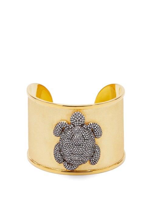 Matchesfashion.com Begum Khan - Caretta Crystal & 24kt Gold-plated Bronze Cuff - Womens - Gold