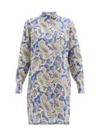 Matchesfashion.com Etro - Paisley Print Cotton Shirtdress - Womens - Blue