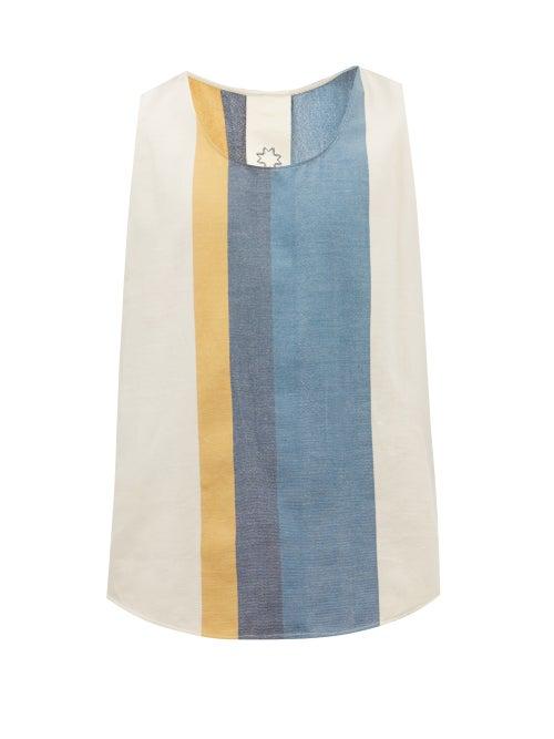 Marrakshi Life - Striped Cotton Tank Top - Mens - Cream Multi