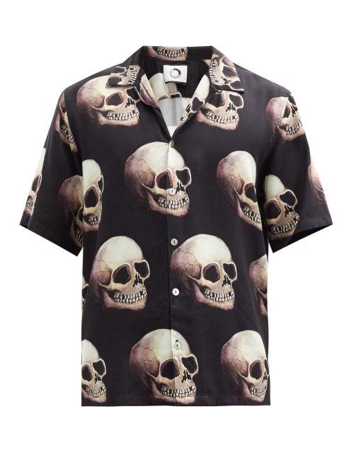 Matchesfashion.com Endless Joy - Skull-print Tencel-blend Shirt - Mens - Black