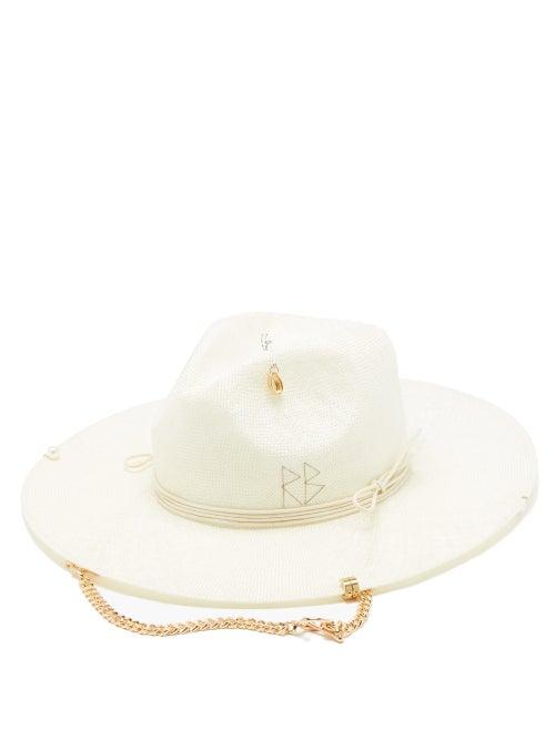 Ruslan Baginskiy - Chain-strap Straw Fedora - Womens - Cream