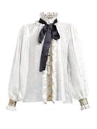 Matchesfashion.com Dolce & Gabbana - Pussy Bow Fil Coup Silk Blend Chiffon Blouse - Womens - White Multi