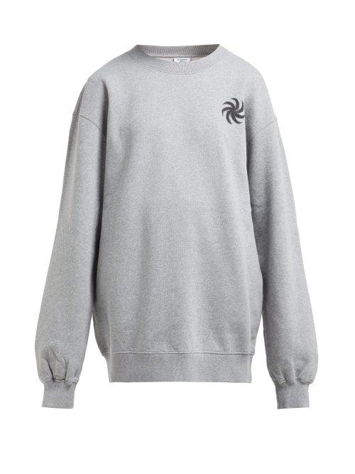 Matchesfashion.com Vetements - Fist Print Cotton Sweatshirt - Womens - Grey