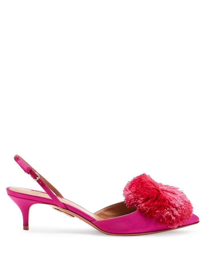 Aquazzura Powder Puff 60 Slingback Satin Pumps