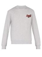Matchesfashion.com Ami - Logo Embroidered Loopback Cotton Sweatshirt - Mens - Grey