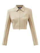 Jacquemus - Limao Cropped Linen Jacket - Womens - Beige