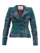 Matchesfashion.com Vivienne Westwood - Tartan Single Breasted Ruched Wool Jacket - Womens - Green Multi