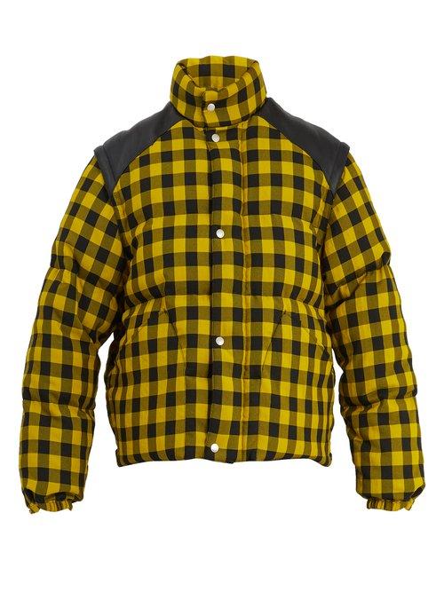 Matchesfashion.com Gucci - Gingham Check Sleeve Detachable Padded Jacket - Mens - Yellow Multi
