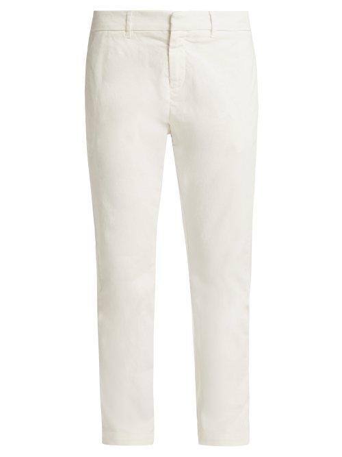 Matchesfashion.com Nili Lotan - Tel Aviv Straight Leg Cotton Blend Trousers - Womens - White