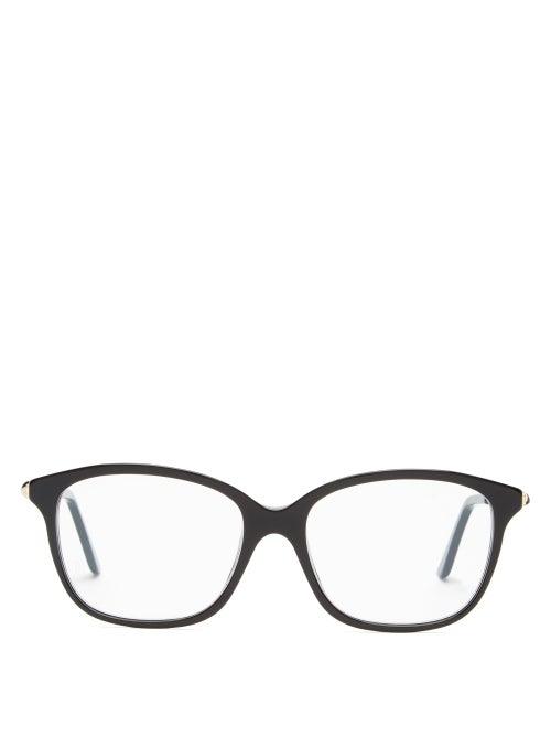 Matchesfashion.com Cartier Eyewear - Trinity Square Metal And Acetate Glasses - Womens - Black Gold