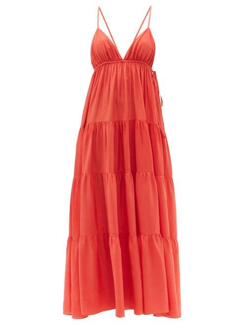 Ladies Beachwear Anaak - Josephine Scoop-back Silk-habotai Midi Dress - Womens - Orange