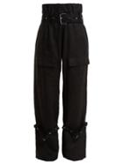 Matchesfashion.com Marques'almeida - Belted Linen Cargo Trousers - Womens - Black