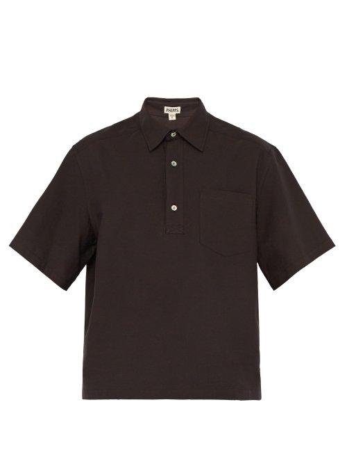 Matchesfashion.com Phipps - Short Sleeved Cotton Shirt - Mens - Dark Brown