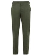 Matchesfashion.com Thom Sweeney - Brushed Cotton Blend Gabardine Trousers - Mens - Green