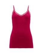 Hanro - Lace-trimmed Merino Wool-blend Cami Top - Womens - Red