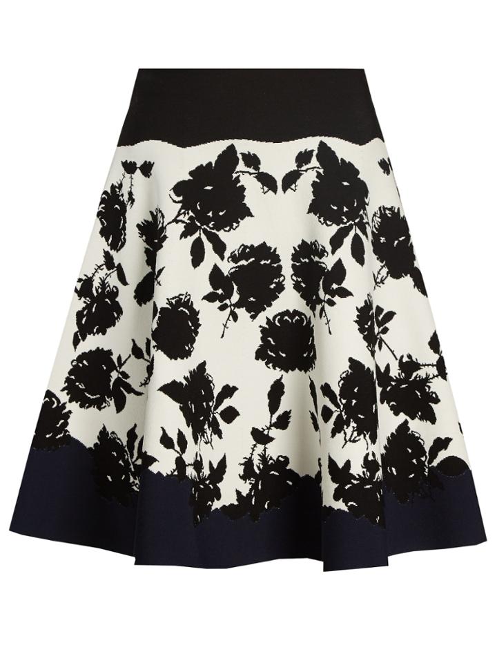 Alexander Mcqueen Rose-intarsia A-line Skirt
