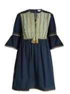 Matchesfashion.com Talitha - Massai Embroidered Cotton Mini Dress - Womens - Navy Multi