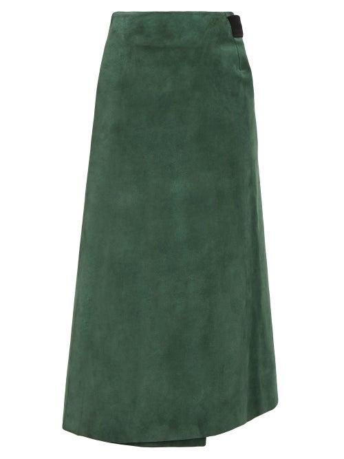 Matchesfashion.com Albus Lumen - Lima Suede Wrap Skirt - Womens - Green