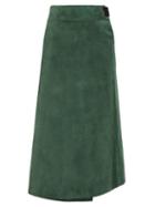 Matchesfashion.com Albus Lumen - Lima Suede Wrap Skirt - Womens - Green