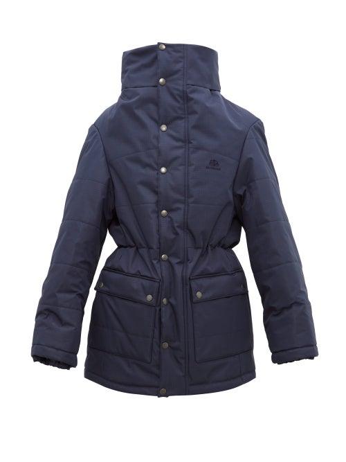 Matchesfashion.com Balenciaga - High Neck Padded Ripstop Parka - Mens - Black Navy