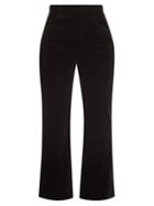 Saint Laurent - Velvet Cropped-leg Trousers - Womens - Black