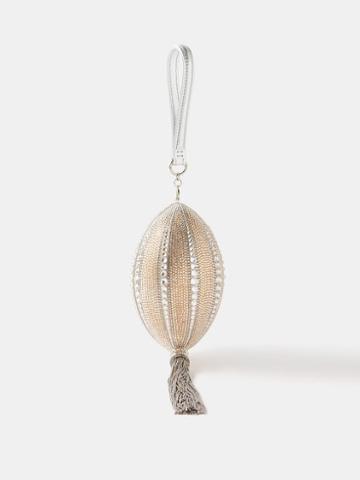 Judith Leiber - Oval Drop Crystal-embellished Clutch Bag - Womens - Light Gold