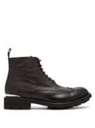 Matchesfashion.com Alexander Mcqueen - Tread Sole Leather Boots - Mens - Black