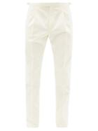 Matchesfashion.com Caruso - Pleated Cotton-blend Hopsack Trousers - Mens - Cream