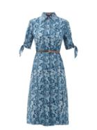 Matchesfashion.com Altuzarra - Narcissa Python-print Silk-crepe Dress - Womens - Blue