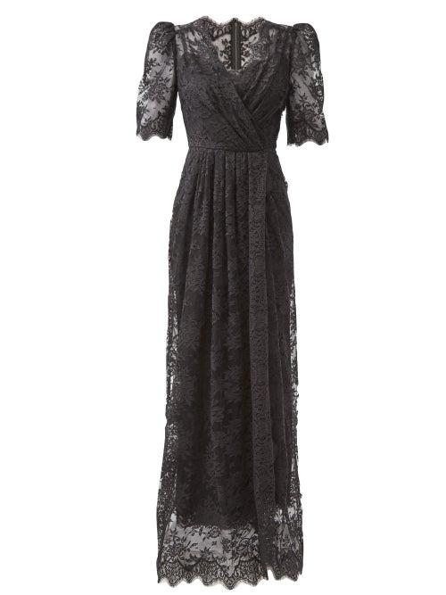 Matchesfashion.com Dolce & Gabbana - Puff-sleeve Cotton-blend Chantilly-lace Gown - Womens - Black