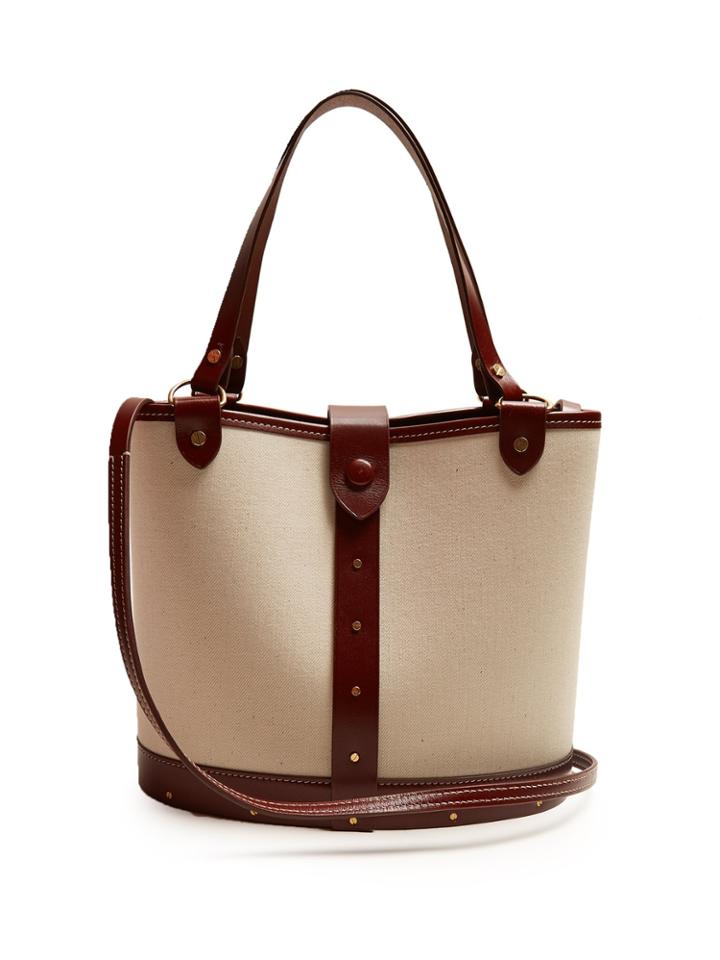 The Row Bucket Leather-trimmed Canvas Bag