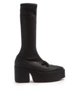 Matchesfashion.com Simone Rocha - Beaded Platform Leather Knee High Boots - Womens - Black