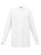 Matchesfashion.com Raf Simons - Oversized Embroidered Cotton-oxford Shirt - Womens - White
