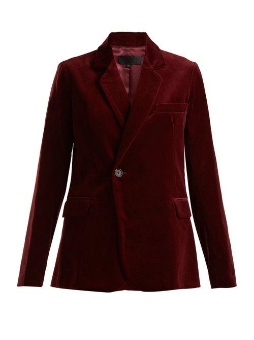 Matchesfashion.com Nili Lotan - Single Breasted Velvet Blazer - Womens - Burgundy