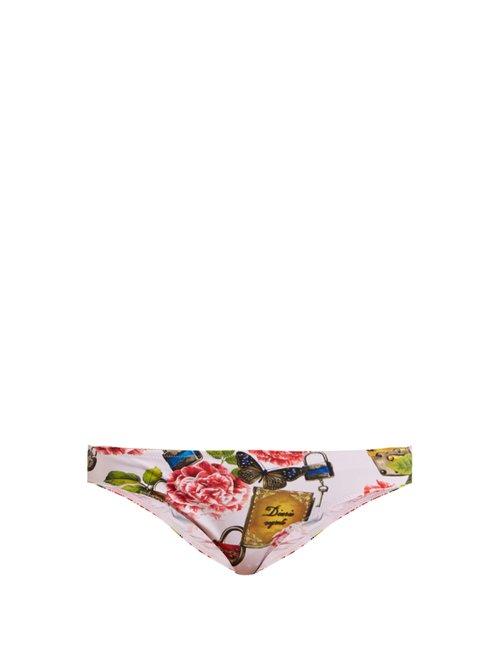 Matchesfashion.com Dolce & Gabbana - Floral Print Bikini Briefs - Womens - Pink Multi