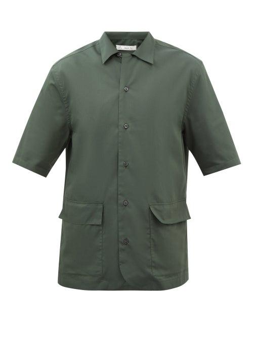 Umit Benan B+ - Cotton And Silk-blend Worker Shirt - Mens - Green