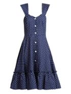 Matchesfashion.com Gioia Bini - Camilla Ruffle Trimmed Dress - Womens - Blue Multi