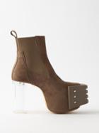 Rick Owens - Beatle Capped-toe Suede Platform Boots - Womens - Brown