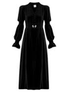 Matchesfashion.com Loretta Caponi - Grace Slit-front Crystal-embellished Midi Dress - Womens - Black