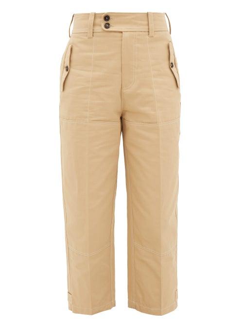 Matchesfashion.com Marni - High-rise Cropped Cotton-blend Trousers - Womens - Beige