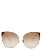 Matchesfashion.com Linda Farrow - Flyer Cat-eye 22kt Gold-plated Sunglasses - Womens - Brown Gold