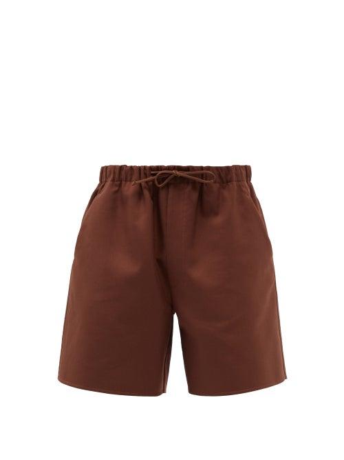 Valentino - Drawstring Cotton-blend Twill Shorts - Mens - Brown