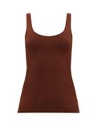 Matchesfashion.com Totme - Urda Scoop-neck Jersey Tank Top - Womens - Brown