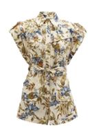 Matchesfashion.com Zimmermann - Aliane Floral-print Linen Jumpsuit - Womens - White Print